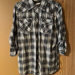 Plaid Men's Shirt - Black and White